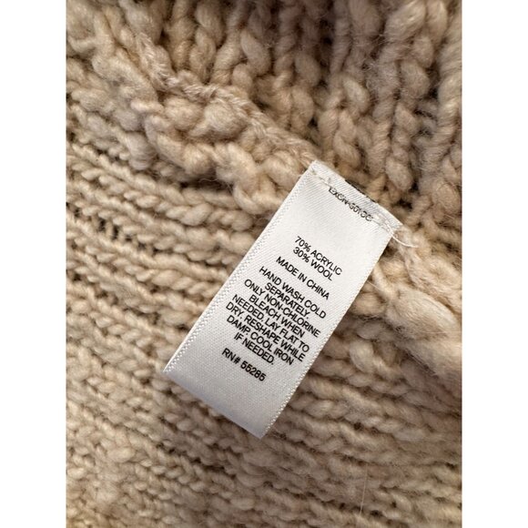 Express Cardigan Sweater Womens S Asymetrical Open Front Knit Chunky Collar Boho - Picture 4 of 6